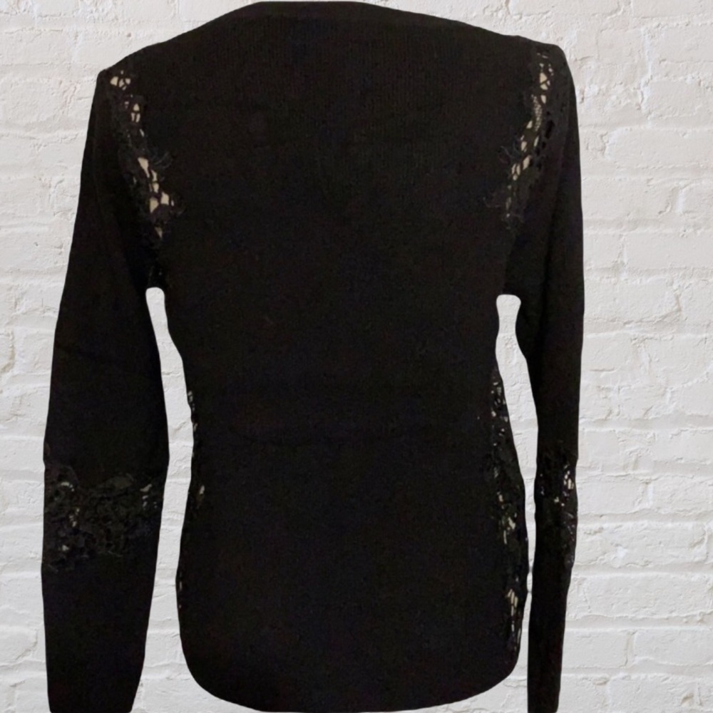❌DONATED❌Black Crochet Detail Sweater Knit V-neck Top - Picture 4 of 9